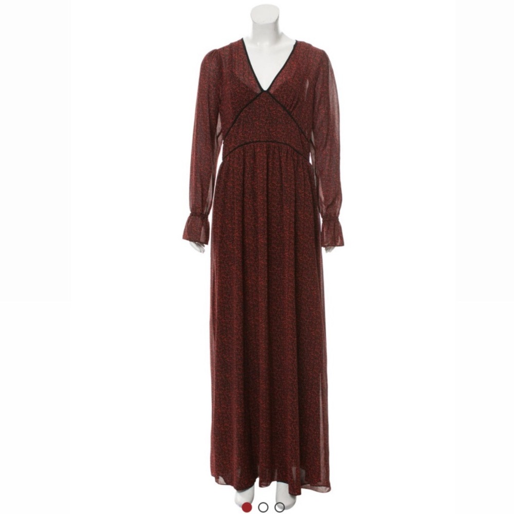 Burgundy floral chiffon Michael Kors long sleeve dress - Picture 9 of 10